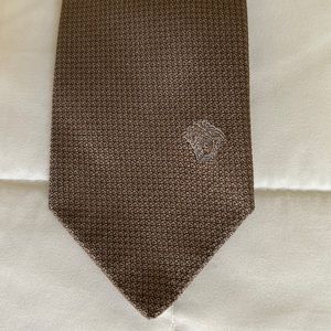 Versace Men’s Tie - Brown - 100% Silk - Made in Italy